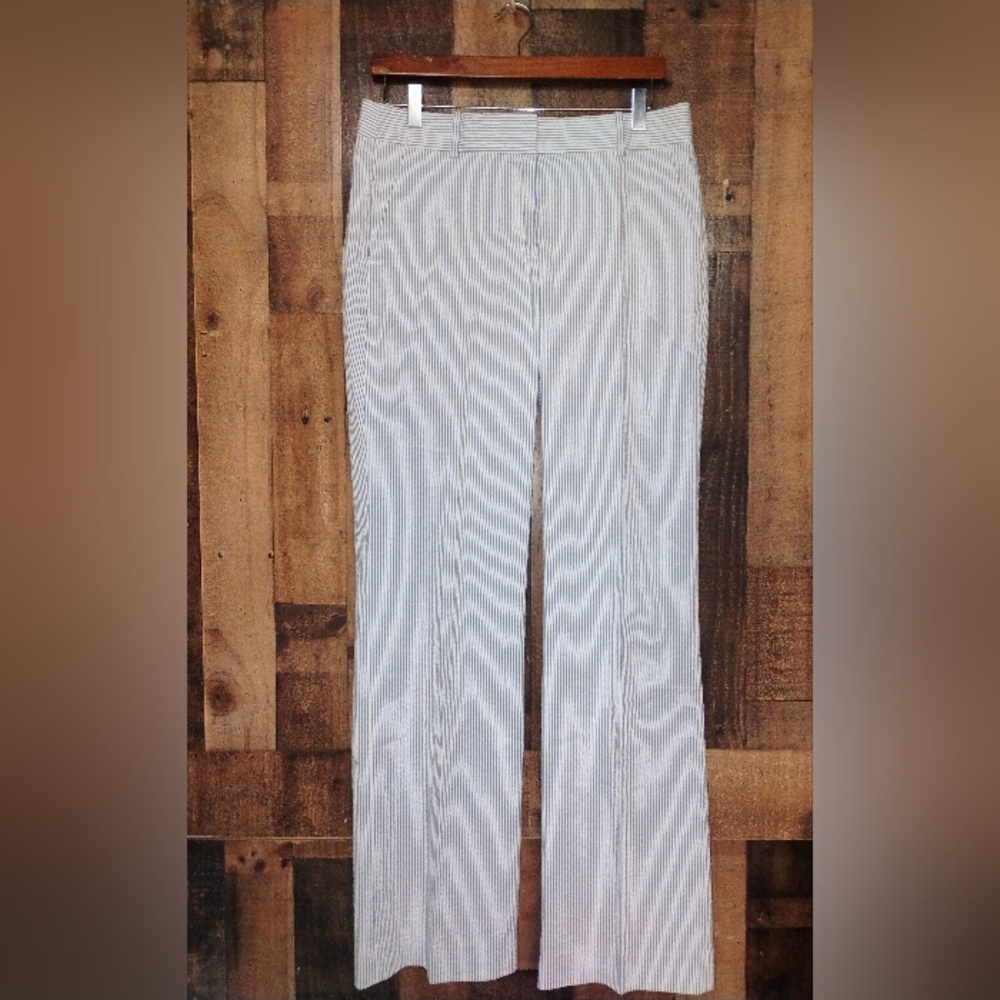J.Crew Blue & White Seersucker Wide Leg Pants Trousers Size 6 Women's